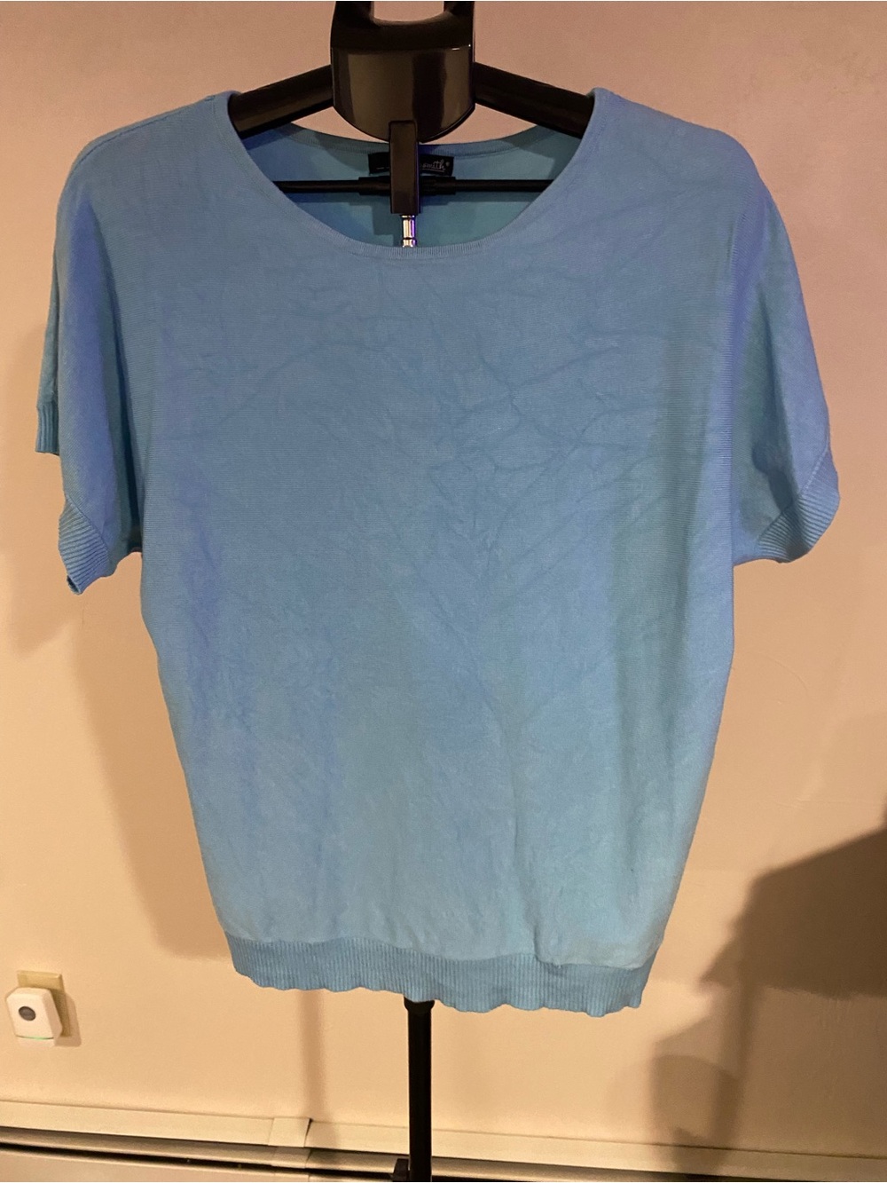 Willi Smith Sky Blue Short Sleeve Knit Top